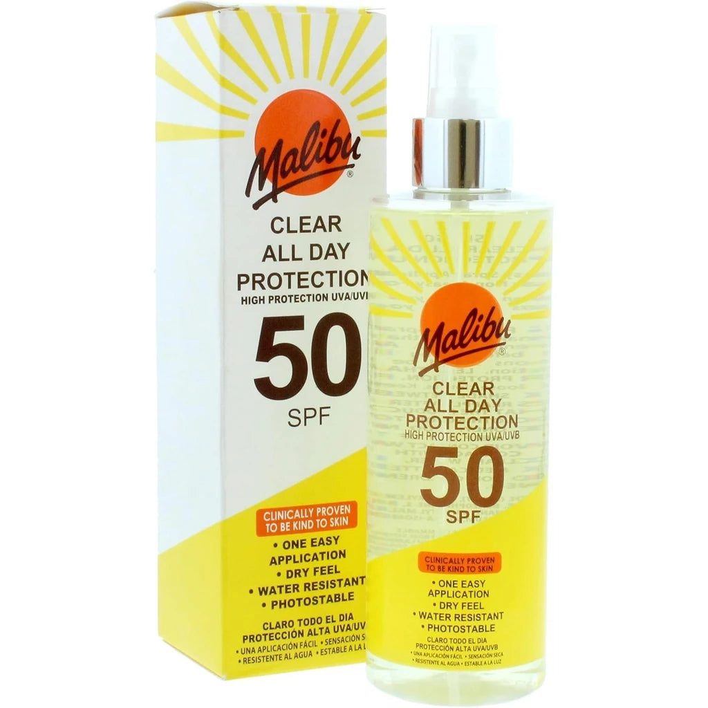 MALIBU SUNSCREEN SPRAY SPF 50 CLEAR ALL DAY  UVA/UVB